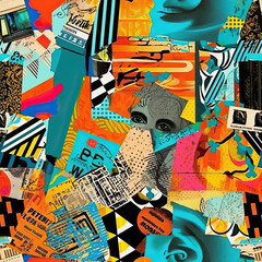 Art collage mood board seamless repeat pattern [Generative AI]
