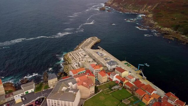 Aerial View Of Puerto de Caion In A Laracha, A Coruna, Spain.