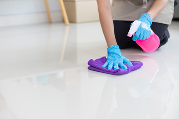 cleaning staff is cleaning room for customers who want  cleaning staff to clear room before staying in next round for cleanliness. concept of hiring Cleaner staff from the Cleaner Company