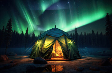 Camping at night, Travel concept