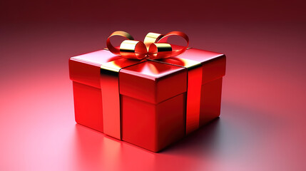 Fototapeta premium Gift red box with white polka dots on a pink background. Generative ai