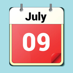 day on the calendar, vector image format, JULY 9
