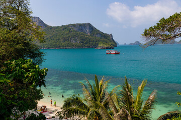tropical paradise,Bird eye view of Angthong national marine park, koh Samui, Suratthani, Thailand.
