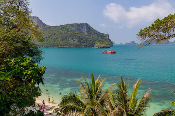 tropical paradise,Bird eye view of Angthong national marine park, koh Samui, Suratthani, Thailand.