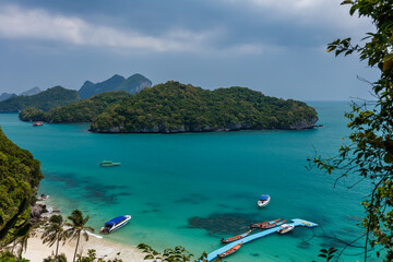 tropical paradise,Bird eye view of Angthong national marine park, koh Samui, Suratthani, Thailand.