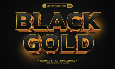Black gold editable 3d text effect vector