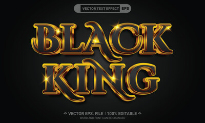 Black king 3d style editable golden text effect