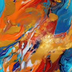 Foto op Canvas Colorful liquid marble seamless repeat pattern [Generative AI]  © Roman