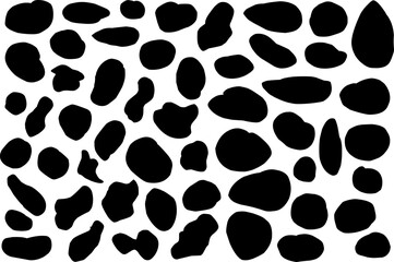 Grunge spots hand drawn vector seamless pattern. Ink dirty circles texture. Black paint dry brush splodges, blotches background. Abstract rough blots, splotches backdrop. Wrapping paper design.