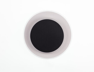 abstract geometric yellow circle and black circle isolated on white background