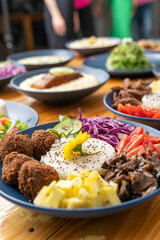 plate with food, restaurant shot.