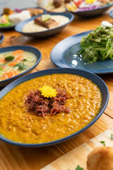 plate with food, restaurant shot.