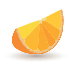 Orange slice icon with a shadow. Vector on white background