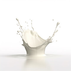 Milk crown splash, splashing in milk pool with ripples. Generative A.I.