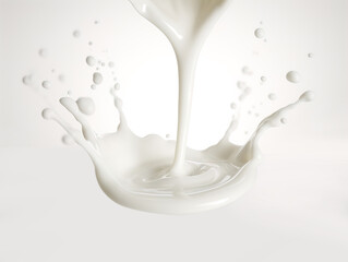 pour of milk with a splash suspended in mid-air. Generative A.I.