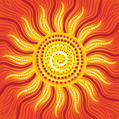 Aboriginal dot artwork with sun