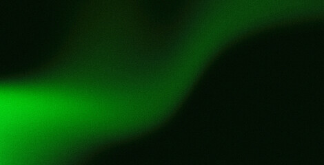 Dark green color gradient grainy background, illuminated spot on black, noise texture effect, wide banner size