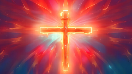 Spiritual illustration jesus cross christianity background. Generative ai