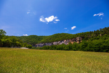 Summer at Roark Bluff in Steel Creek Campground along the Buffalo River located in the Ozark Mountains, Arkansas.