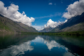 Fototapeta premium View of Lake McDonald Glacier National Park from a Boat