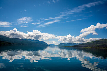 Fototapeta na wymiar View of Lake McDonald Glacier National Park from a Boat