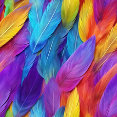 Rainbow feathers colorful seamless repeat pattern [Generative AI]

