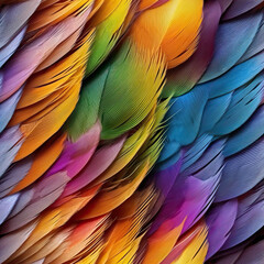Fototapeta premium Rainbow feathers colorful seamless repeat pattern [Generative AI] 