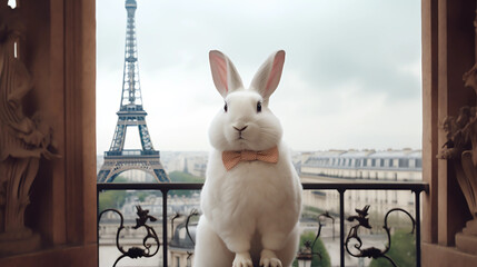 Un lapin blanc très câlin à paris