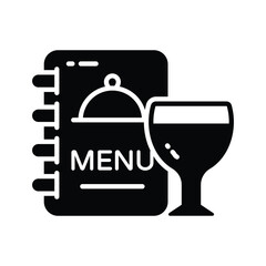 Menu card with a glass of drink showing concept icon of hotel menu card in trendy style