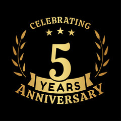 5th anniversary celebration design template . 5 years vector and illustration.
