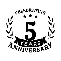 5th anniversary celebration design template . 5 years vector and illustration.