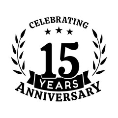 15th anniversary celebration design template. 15 years vector and illustration.
