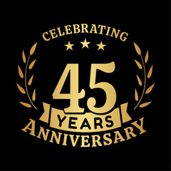 45th anniversary celebration design template. 45 years vector and illustration.