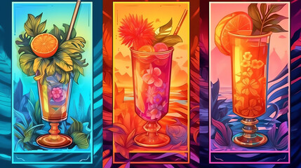 Fototapeta premium Cold summer cocktail drinks 