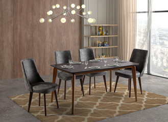 3D rendering of Dining room interior. interior design .dining table
