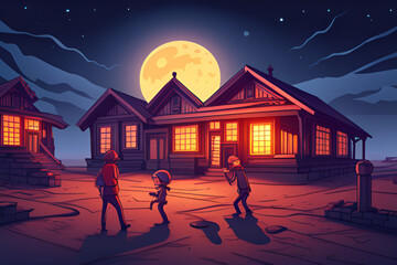 Obraz premium Full Moon night scene