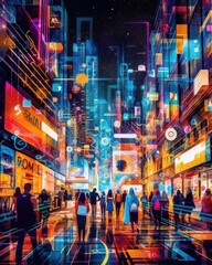 Unleash the power of business patterns and vibrant colors in an eye-catching image that captures the essence of modern business and social media - generated AI