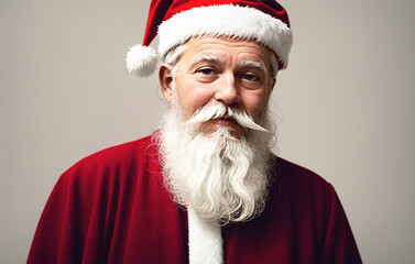 Naklejka premium Santa Claus poses on a white background. Generative AI.
