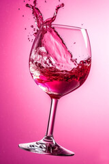 alcohol taste party glass closeup wine drink background gradient liquid red. Generative AI.