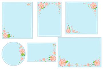 set de ilustraciones vectoriales con tematica de flores rosas, para invitaciones cartas o postales