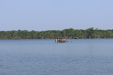 duck blinds on the lake