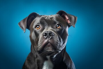 Studio portrait of a dog breed Staffordshire Bull Terrier. AI generated, human enhanced