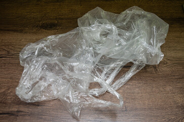 Waste used transparent plastic bag