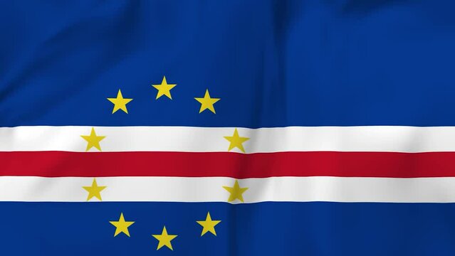 Arising map of Cape Verde and waving flag of Cape Verde in background. 4k video.