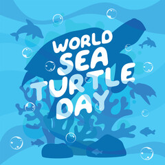 world sea turtle day design template for celebration. sea turtle illustration. turtle day. ocean illustration.