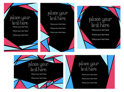 set de ilustraciones vectoriales con tematica geometrica para invitaciones cartas o postales, papeleria plantilla
