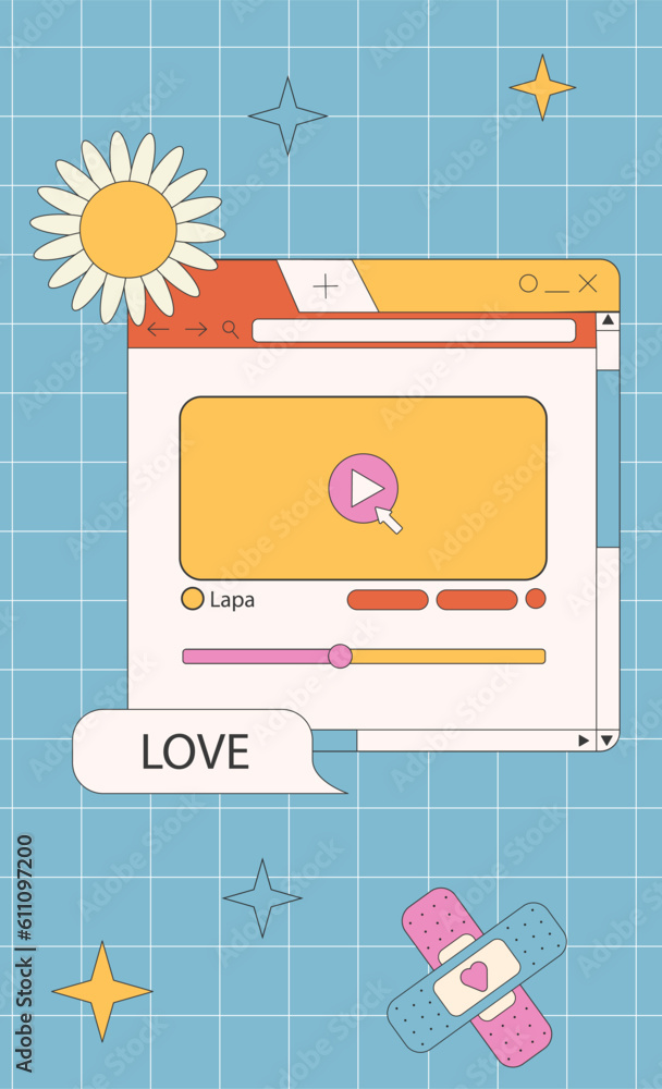 Fototapete stories templates in vaporwave style. nostalgic design of social media posts. retro 80s 90s aestheti