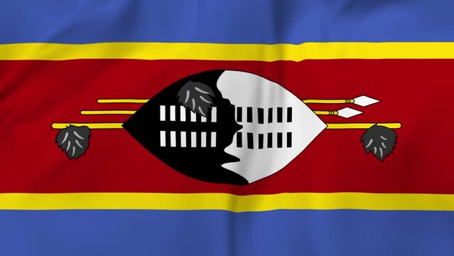 Arising map Eswatini of and waving flag of Eswatini in background. 4k video.