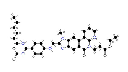 dabigatran molecule, structural chemical formula, ball-and-stick model, isolated image direct thrombin inhibitors