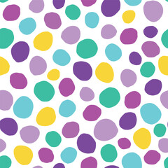 Fototapeta na wymiar White dots seamless vector pattern. Colorful polka dots on white background.